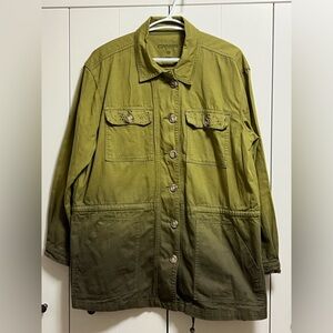 Cream Green Dip Dyed Army Style Jacket size L-XL with eyelet